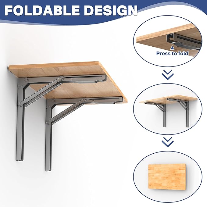 WALMANN Space Saving Wall Mounted Folding Workbench, Heavy Duty Folding Wall Table/Desk for Garage, Workshop, Holds Up to 550 lbs(Tabletop Size: 47.25 x 22.75inch)