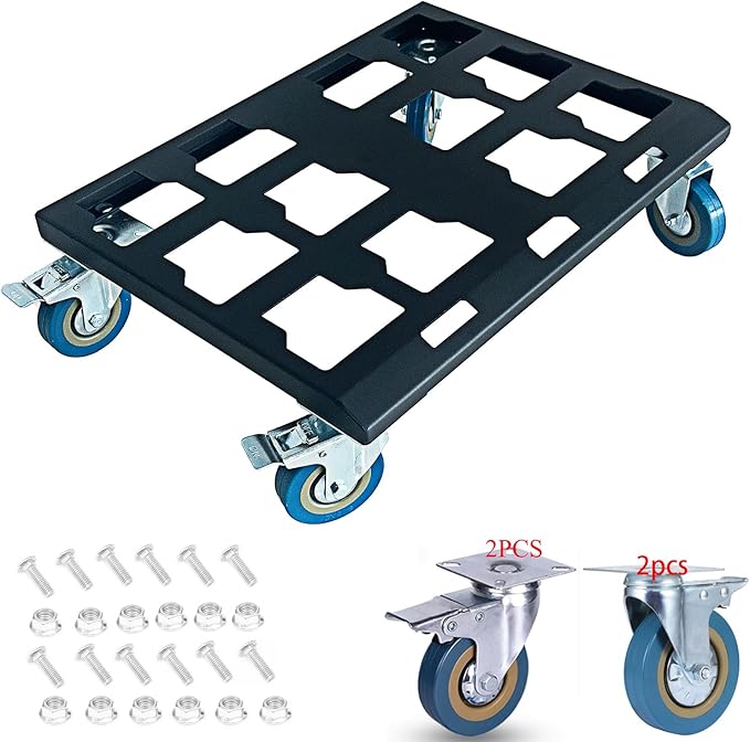 Duty Tool Box Dolly Compatible with Milwaukee Packout Carts, Fit for Packout Tool Box Made of Metal, Withstand up to 220 Lbs of Pressure, Milwaukee Dolly with Screws (Black, 1)
