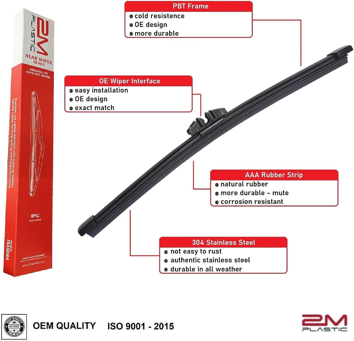 2M PLASTIC 9-Inch Rear Wiper Blade for Ford Bronco Sport 2021–2025 – M1PZ-17528-FA / WW-901