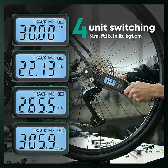 Digital Torque Wrench| ±2% Accuracy | Dual Alarm System | Short Handle Design | Electronic Torque Wrench Digital for Bicycle Moto/Auto Green1 1/4" 1.5-30 N.m