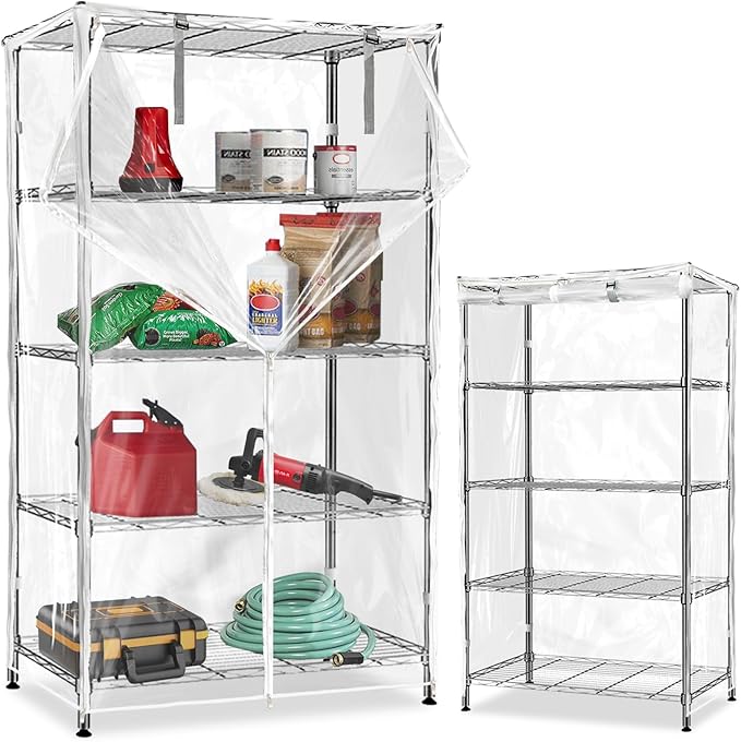 Wire Shelf Cover,600D Heavy Duty 100% Waterproof Shelf Covers for Wire Shelving,Outdoor Storage Shelves Cover for Metal Rack,48" W x 20" D x 72" H,Clear