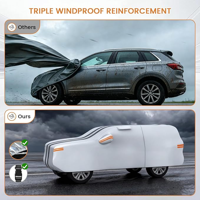 car Cover Custom Fit VW Atlas Cross Sport 2020-2026, Outdoor 100% Waterproof with Breathable Vents All Weather Accessories, 10 Layers Heavy Duty Full Exterior Car Covers with Door Zipper