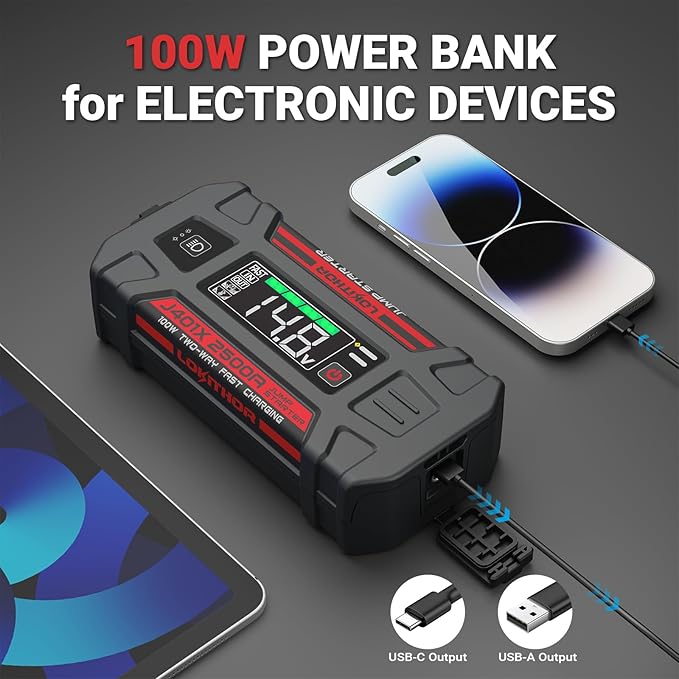 LOKITHOR J401X Jump Starter, -40℉ Auto-Heating Tech, 2500A 12V Battery Jumper Starter Portable, Lithium Car Battery Booster Pack (8.5L Gas/6.5L Diesel), Jump Box with 100W Fast Charging, LED Light