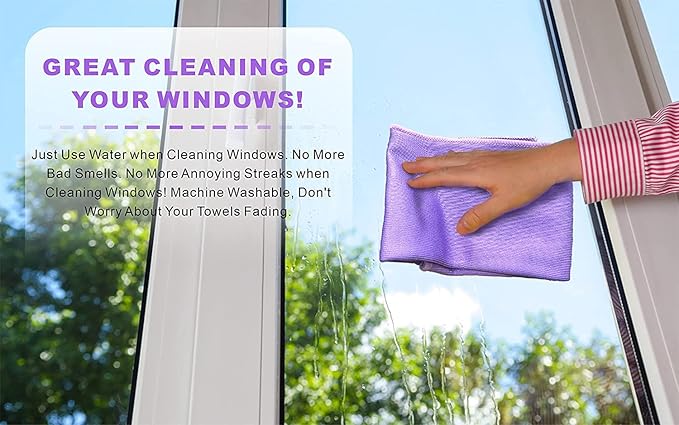 NΘrwex Window Cleaning Cloth, Glass Cloth, Cleaning Cloth, Streaks Schatches Free (Purple 2 Pack)