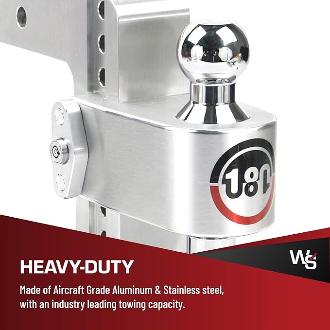 Weigh Safe 180-Degree Trailer Hitch - Adjustable Trailer Hitch for Towing - Compatible with 2.5" Receivers - 6" Drop, Chrome-Plated Tow Balls, 18,500 GTW, 1-Piece Lock Set