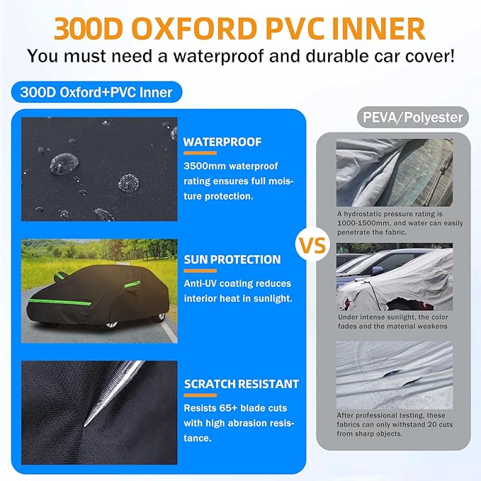 Car Cover for Toyota Corolla 2000-2025,Waterproof Car Cover Custom All Weather Full Exterior Cover Rain Sun Protector with Windproof Straps & Zippered Doors‌