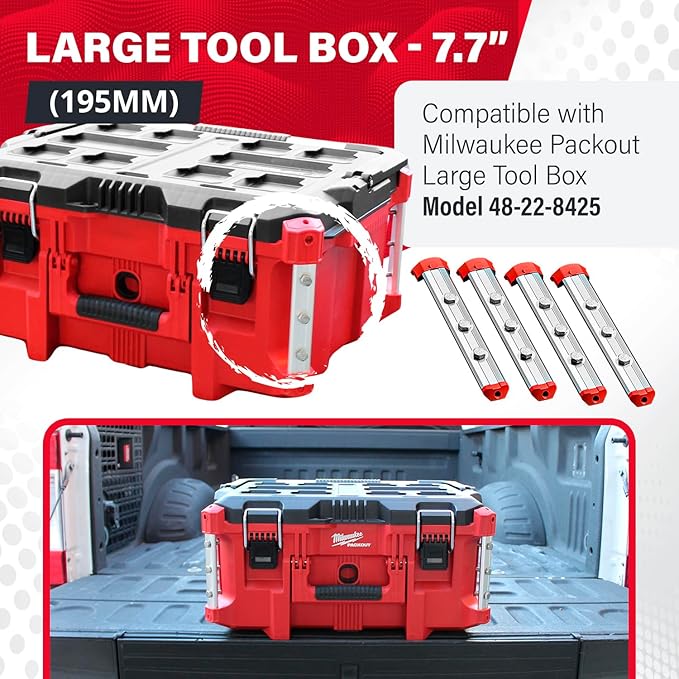 Alpha Engineered Threaded Replacement Packout Rails 7.7” (195mm) Compatible with Milwaukee Packout Tool Box 48-22-8425 Includes End Caps - Heavy Duty Aluminum Rails - Fits Packout Accessories – Silver