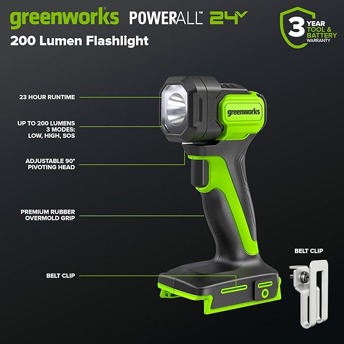 GREENWORKS 24V Combo (1/2” Drill + 1/4” Impact Driver + 6.5” Circular Saw + 200Lm Flashlight), 4.0Ah + 2.0Ah Batteries (24,000mAh PB), (2) Braided Cables, 65W Rapid Charger,High-Efficiency