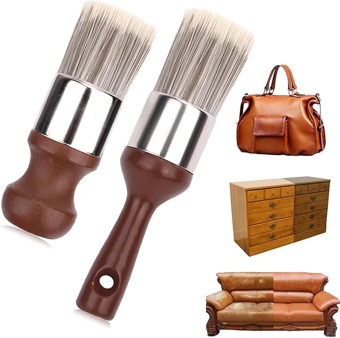 2PCS Salve Brush for Furniture, Leather Wood Furniture Repair Brush Set Soft Nylon Bristles Polish & Wax Applicator Durable Cleaning Tool for Car Seats Jackets Shoes Care