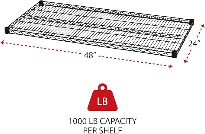 Alera ALE Industrial Wire Shelving Extra Wire Shelves, 48w x 24d, Black (Case of 2 Shelves)