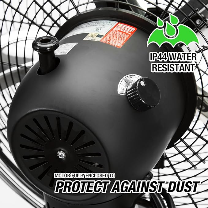 OEMTOOLS OEM24871 20" Oscillating Pedestal Fan, Adjustable Height for Garage, Shop, Gym, Warehouse 4500 CFM Airflow, 3-Speed Enclosed Motor, 5 Aluminum Blades, Dust-Resistant Industrial Purpose