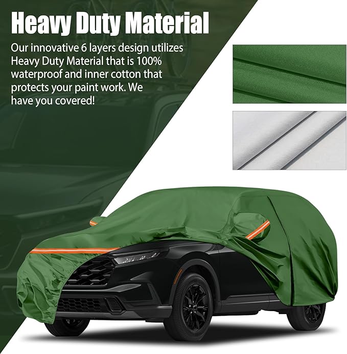 Waterproof Car Covers Replace for 2002-2025 Honda CRV, Multilayer Heavy Duty with Cotton Liner All Weather Custom-fit Car Cover with Zipper Door, Windproof Bands for Snow Rain Dust Protection