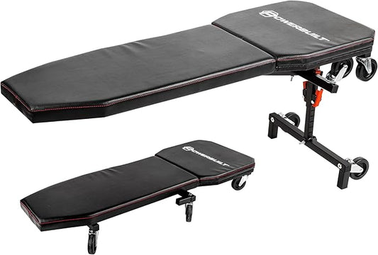 Powerbuilt 3-in-1 Under Dash Creeper, Knee Pad, Roll Laying Down or Upright Inside of Car or Truck, Padding, Easy Fold Garage Storage - 941893ECE