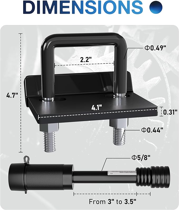 TOPICK Hitch Tightener & Trailer Hitch Pin Lock Set for 2" Hitches, Anti-Rattle Clamp & Secure Hitch Pin Lock Combo, Locking Receiver Hitch Pin, Trailer Hitch Accessories