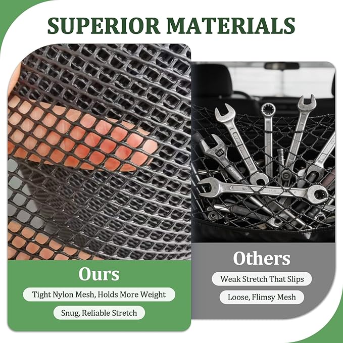 3-Layer Cargo Net for Honda Pilot 2023-2026, Zipper Bag Trunk Net for SUV, Heavy Duty Oxford Cargo Organizer Storage Nets with Carabiners
