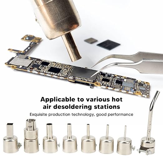 Hot Air Gun Tips, 8Pcs Curved Angle Heat Gun Nozzles Kit Stainless Steel Hot Air Gun Tips Heat Resisting Nozzles Tool for Maintenance Hot
