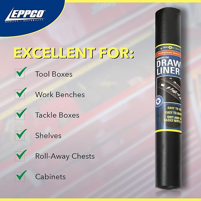 EPPCO Enterprises Tool Box Drawer Liner 24-inch Wide x 72” Long Non-Slip Tools Chest Mat, Black