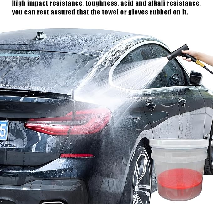 2 PCS Car Wash Bucket Insert, Car Wash Grit Filter Trap Dirt Fits 12 Inches Diameter Bucket, Insert for Automotive Detailing and Cleaning, Car Accessories (Black+Red)