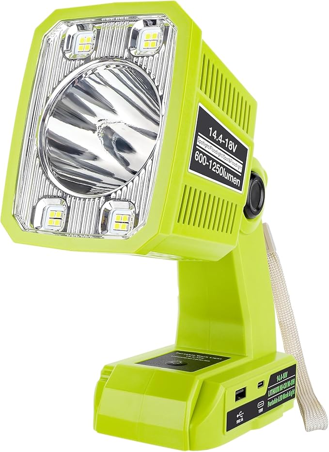 Taingwei LED Flashlight for Ryobi 18v Battery, 18W LED Work Light,LED Battery Light, Flood Light for Camping, Car Repairing, Emergency and Job Site Lighting（Batteries Not Included）