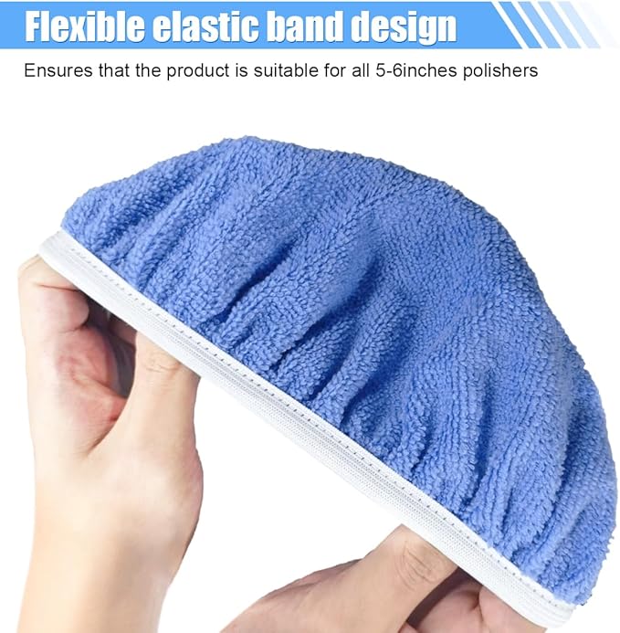 15PCS Car Polisher Pad Bonnet, 9 to 10 Inch Soft Polishing Bonnets Buffing Pads, Car Wax Cover Kit for Car Orbital Buffer Polisher, 10 Microfiber Bonnets + 5 Woollen Polishing Pad Covers (9-10 Inches)