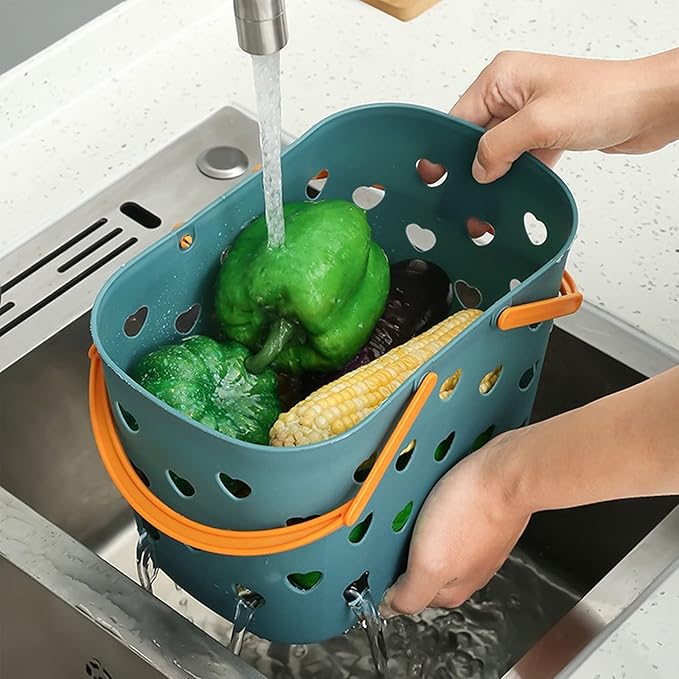 Anyoifax Portable Shower Caddy Tote Plastic Storage Basket with Handle Box Organizer Bin for Bathroom, Pantry, Kitchen, College Dorm, Garage - Blue