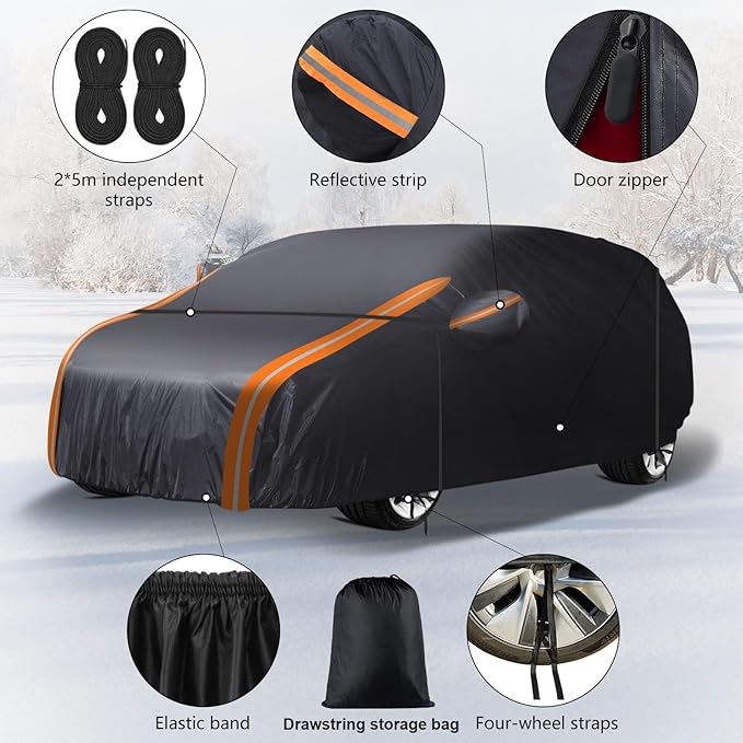 8-Layer All Weather Waterproof Car Cover Custom Fit for Toyota Sienna 1997-2025, Lab-Verified Snow/Rain/UV Protection - Zipper Door & Storage Bag