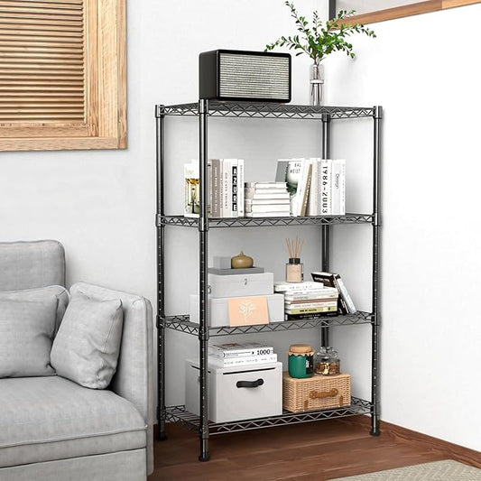 Xcity Storage Shelves, 4 Tier Heavy Duty Metal Shelving Unit, 1600 LBS Capacity Adjustable Steel Wire Shelf Organizer for Pantry, Kitchen, Garage, 14" D x 36" W x 54" H, Black