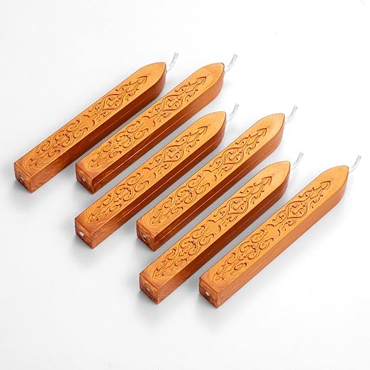 6 Pieces Sealing Wax Sticks with Wicks for Letter Seal Wax Stamp,Wedding Invitations, Packaging Decoration,Christmas Gift Ideas (Dark Gold)