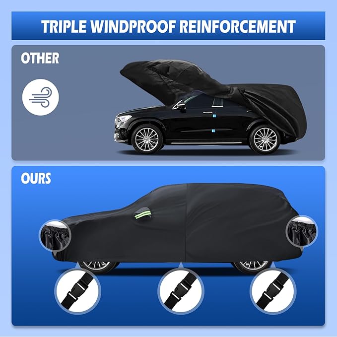 Car Cover Fit for Mercedes Benz E-Class Sedan E300 E350 E450/E43 E53 E63 AMG (2006-2026), Migaven Waterproof Full Exterior Cover Sun Rain Protection with Door Zipper, Black