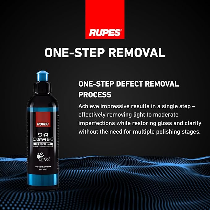 RUPES 9.DACOARSE250 Pack of 12 Blue 250 ml D-A Coarse High Performance Cut Polishing Compounds for Car Detailing & Removing Scratches | Removes Swirl Marks | Moderate to Severe Defect Removal