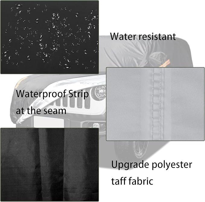 Jeep Wrangler Cover Waterproof 2 Door, All Weather for Jeep Rain Cover for Automobiles, Outdoor Full Exterior for Jeep Covers Fits JK JL TJ YJ CJ