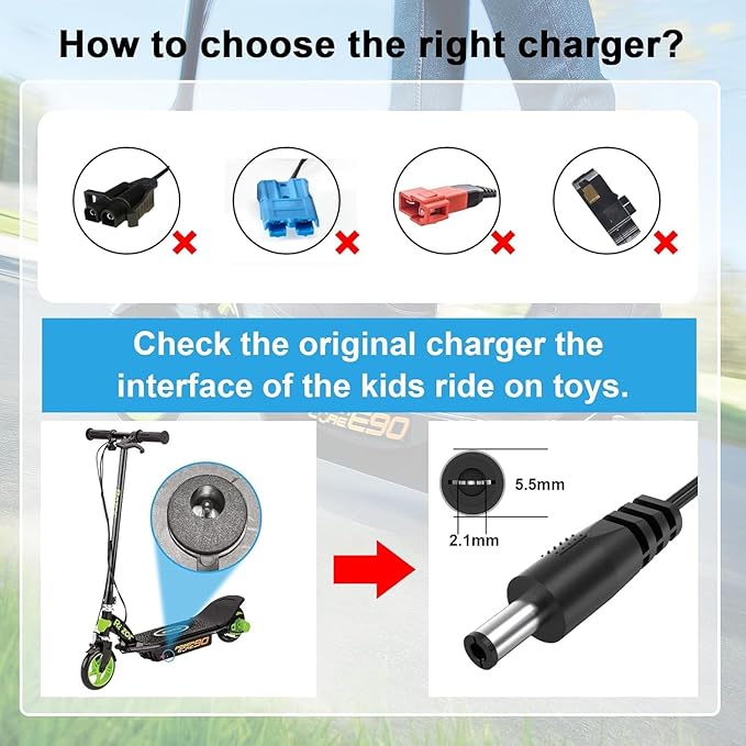 IBERLS 12V Battery Charger for Kids Ride On Toys, Compatible with Best Choice Products SUV Kid Trax Ferrari, Mercedes, Universal Power Adapter for Electric Ride-On Cars