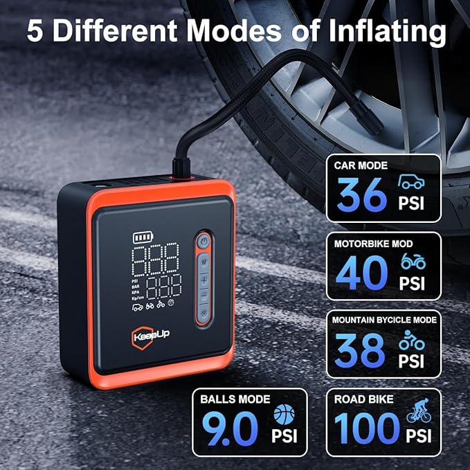 Tire Inflator Portable Air Compressor -Upgraded Air Pump for Car Tires with Tire Pressure Gauge (Max 150 PSI), Auto Shut-Off Tire Pump with LED Light for Car Motor Bike Ball