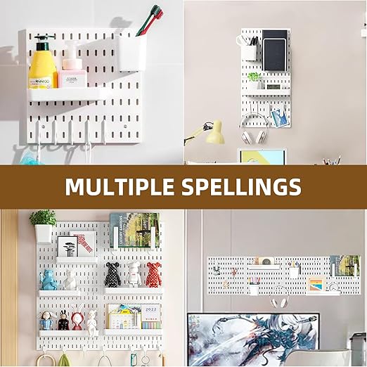 Pegboard Combination Wall Organizer Kit，4 Pegboards & 20 Accessories, Mount Display Pegboard Panel for Home Office, Gaming Room, Wall Storage,Crafts Organization,12''x12'' Each (White)