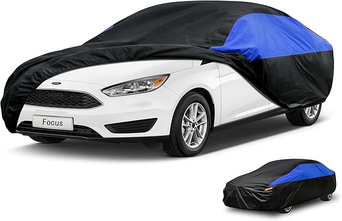 Ford Car Cover Custom Fit Ford Focus Waterproof All Weather, Lightweight Full Exterior Cover for Automobiles Outdoor Sun UV Rain Dust Snow Wind Protection.