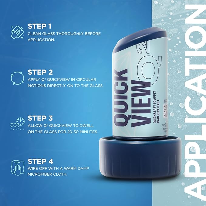GYEON Quartz QuickView Ceramic Rain Repellent Glass Coating Extremely Hydrophobic Easy Apply Fast Drying Professional Grade Visibility Safety