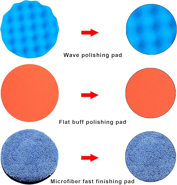 SIQUK 16 Pieces Buffing Pads 5 Inch Car Polishing Pad Kit Foam Polish Pads Wax Buffer Polisher Attachment for Drill