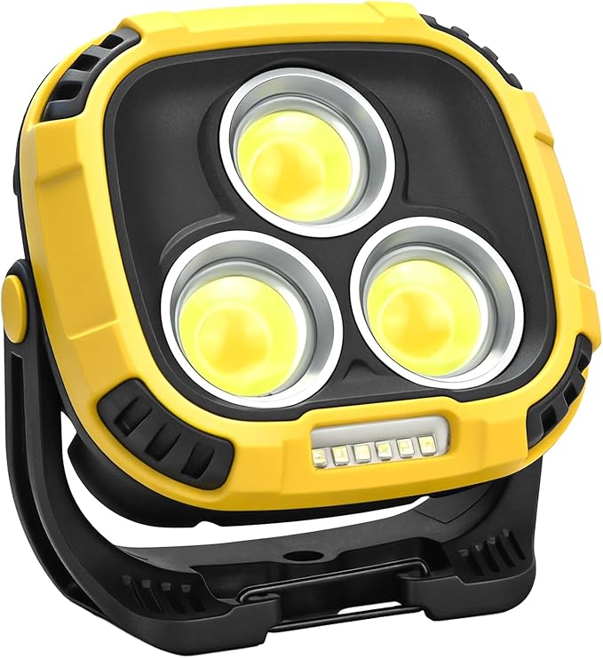 6000mAh Magnetic Work Light Rechargeable, 4000LM Magnetic Light with Hook, IP65 Waterproof, 30H Runtime, Portable LED Work Light for Car Repair, Job Site Lighting, Emergency(Yellow)