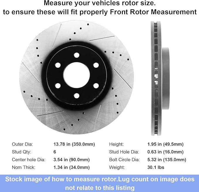 Front Brake Rotors and Pads Kit for 2010-2020 Ford F150, 2010-2021 Ford Expedition, 2010-2021 Lincoln Navigator Drilled and Slotted E-Coating Disc Brake Rotors Ceramic Brake Pads