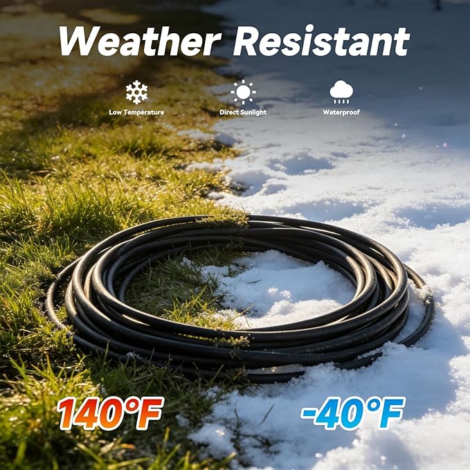 EP 12/3 6 FT Indoor Outdoor Black Extension Cord Waterproof, 12 Gauge 3 Prong Power Cord Flexible Resistant Appliance Extension Cable Electric Cable Outside, 15A 1875W 12AWG SJTW, ETL Listed