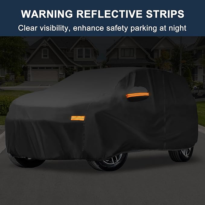 X AUTOHAUX Car Cover for Jeep Grand Cherokee 2002-2025 Aluminum Film Outdoor Waterproof Sun Rain Snow Hail Protection with Driver Door Zipper