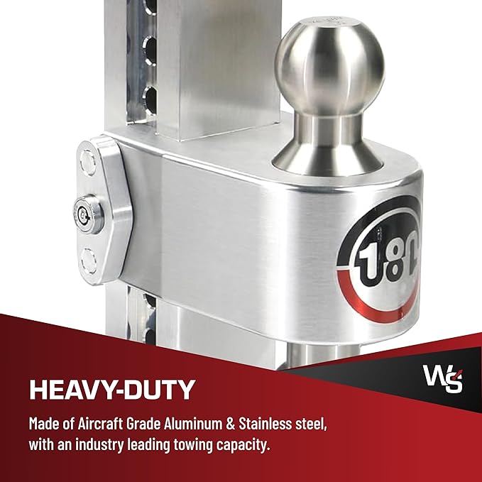 Weigh Safe Adjustable Trailer Hitch Ball Mount, 8" Adjustable Drop Hitch for 2" Receiver w/ 4 pc Keyed Alike Lock Set, Heavy Duty Aluminum Trailer Tow Hitch w/Stainless Steel Tow Balls, 12,500 GTW