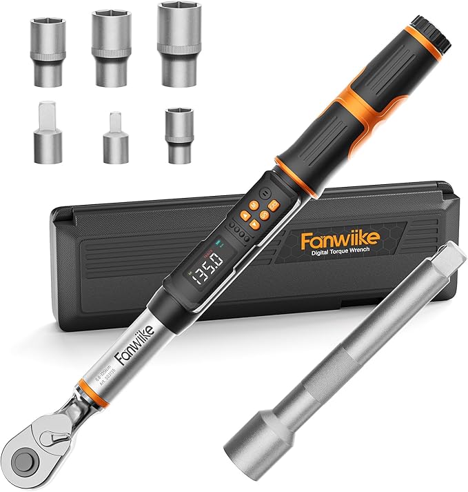 3/8" Drive Digital Torque Wrench, 5.02-99.57 Ft.lb/6.8-135 Nm, Inch Pound Torque Wrench Electronic with Buzzer & Colorful LED Indicator, Torque Wrench Set for Cars Automotive Motorcycle