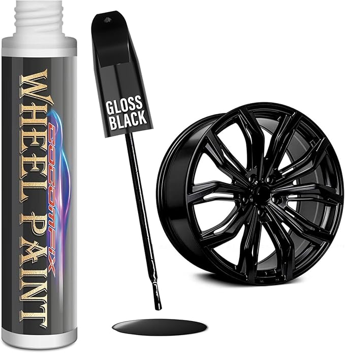 cocomfix Gloss Black Rim Touch Up Paint, Rim Paint Pen, Car Wheel Scratch Repair Kit for Curb Rash & Scratches, Universal Gloss Black Enamel paint for Alloy/Metal rims (1 fl oz), Scratch Resistant, Covers 1 Sq Ft