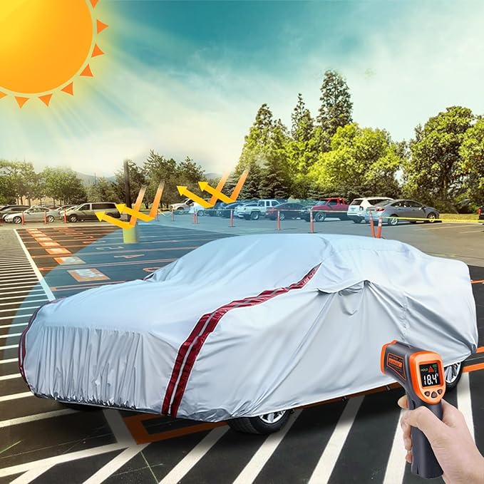 Waterproof Car Covers Replace for 2007-2024 Subaru Impreza WRX Sti, 6 Layers All Weather Custom-fit Car Cover with Zipper Door & 18 Ponit Windproof Bands for Snow Rain Dust Hail Protection