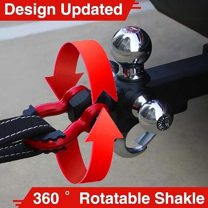 Trailer Hitch Ball Mount with Tow Shackle and Hook, Heavy Duty Hitch Mount with 2-5/16", 2", 1-7/8" Ball Fits 2Inch Hitch Receiver for Heavy Duty Trucks, SUVs, and Cars