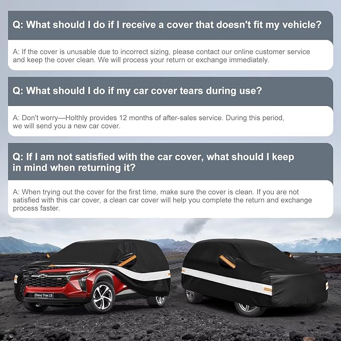 10 Layers SUV Car Cover Custom Fit for Chevrolet Chevy Trax (2013-2026) 1RS, LT, 2RS, ACTIV, Waterproof All Weather for Automobiles, Outdoor Full Cover Sun Dust Protection with Cotton. Black
