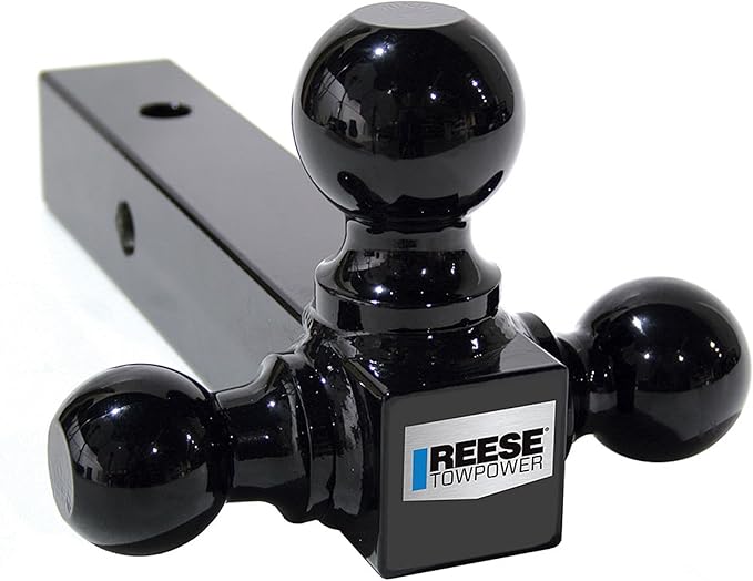 Reese Towpower 21512 Tri-Ball Trailer Hitch Ball Mount, (1-7/8 Inch, 2 Inch, 2-5/16 Inch Trailer Hitch Balls), Fits 2 Inch Square Receiver, 10,000 lbs. Capacity