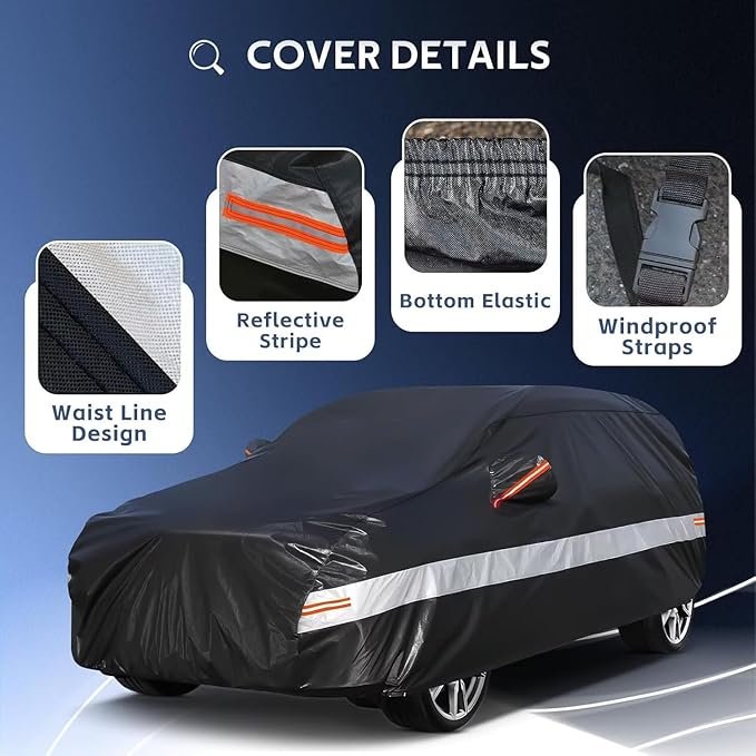10 Layers Car Cover Custom Fit for Ford Bronco 2 Door/Sport (2021-2025), Waterproof All Weather for Automobiles, Outdoor Full Cover Sun Dust Rain Protection with Cotton. Black