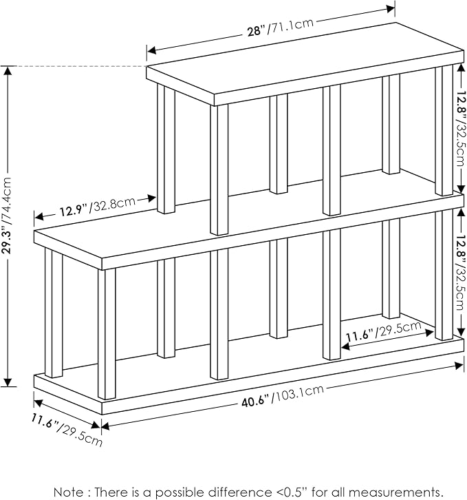 Furinno Turn-N-Tube No Tools Decorative Display Shelf, 5-Cube, Americano/Black